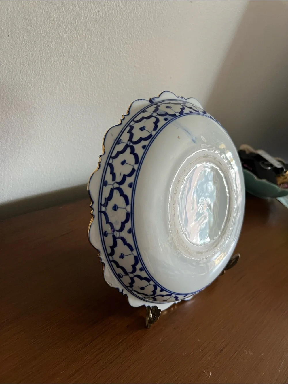 Hand-Painted Blue Ceramic Decorative Bowl
